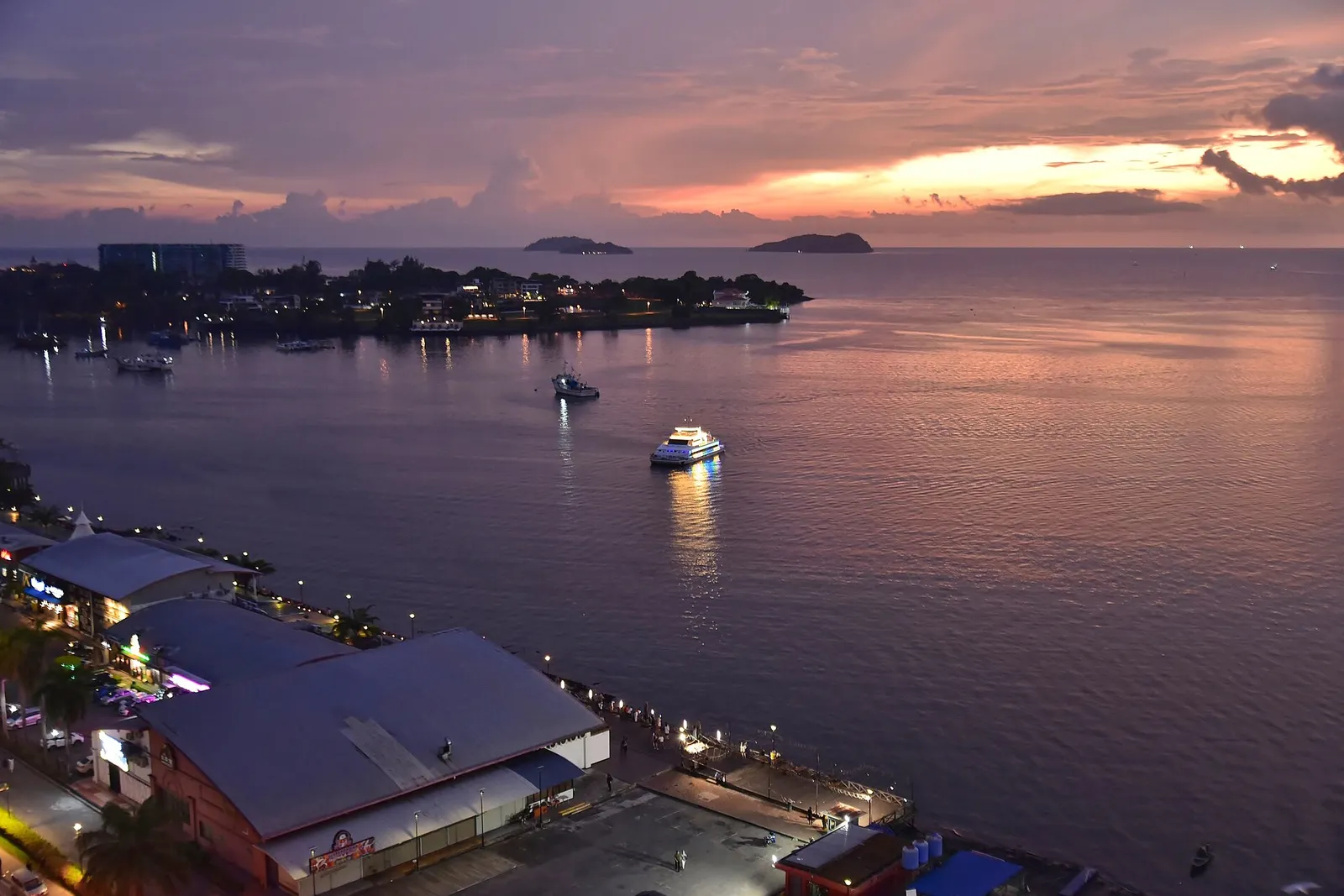 Kota Kinabalu, the islands at dusk