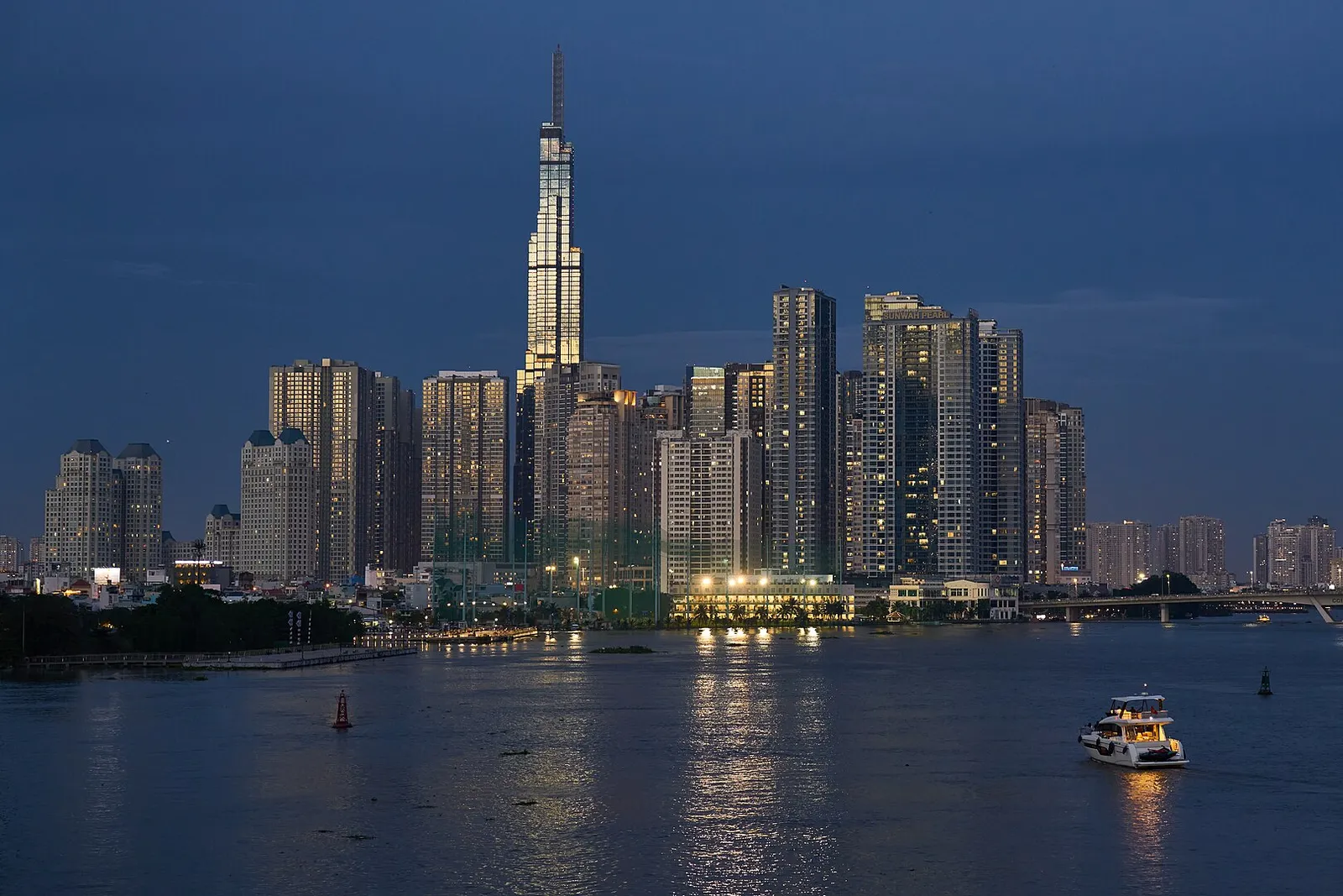 The Saigon River, the skyline beyond