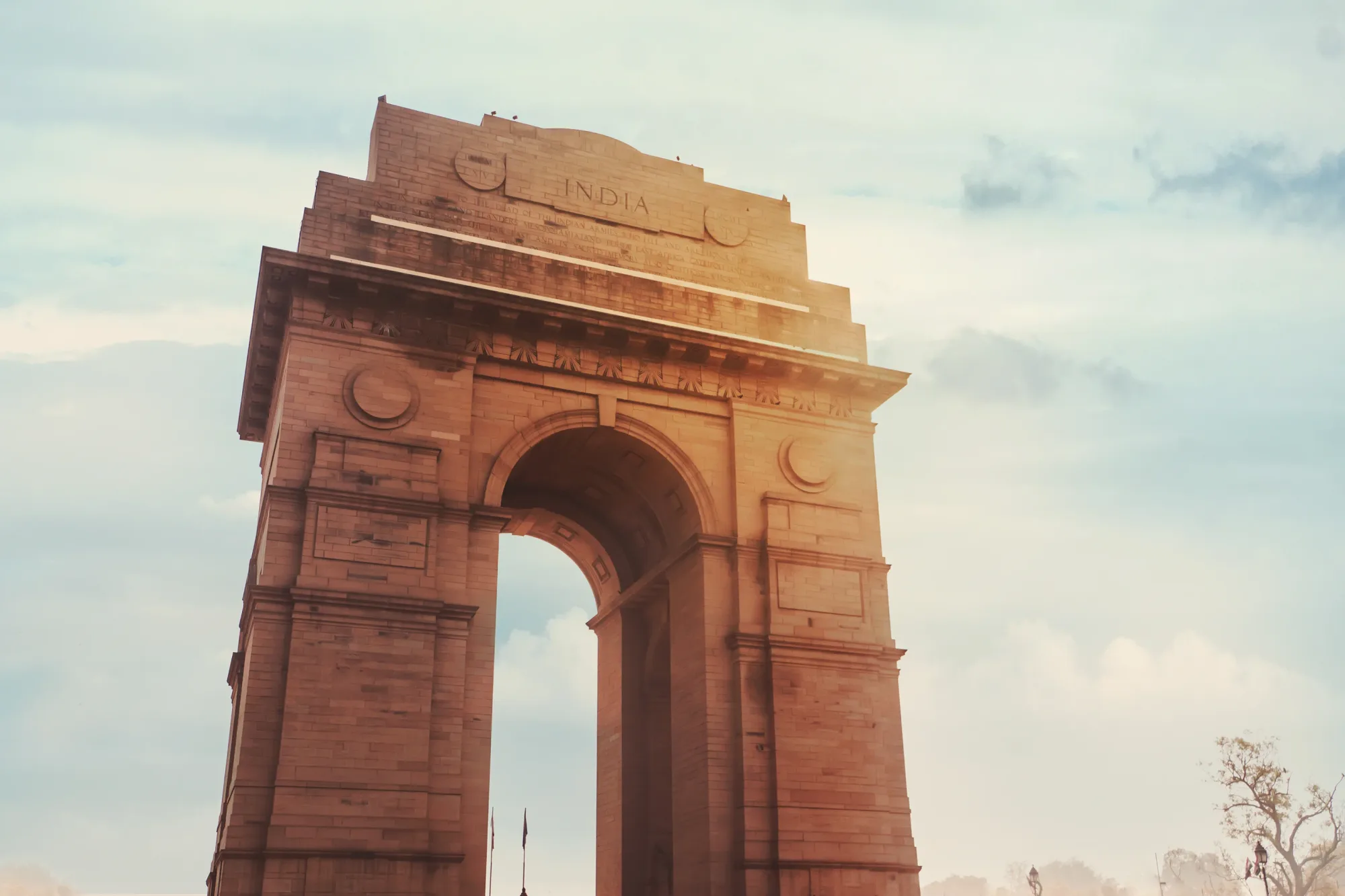 India Gate at golden hour, New Delhi