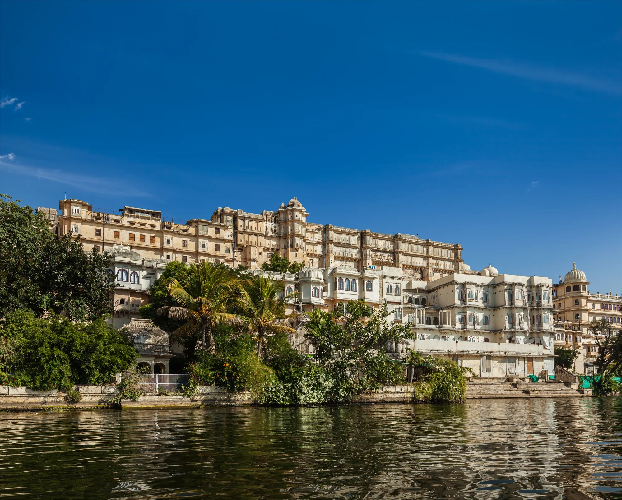 The City Palace of Udaipur seen from Lake Pichola