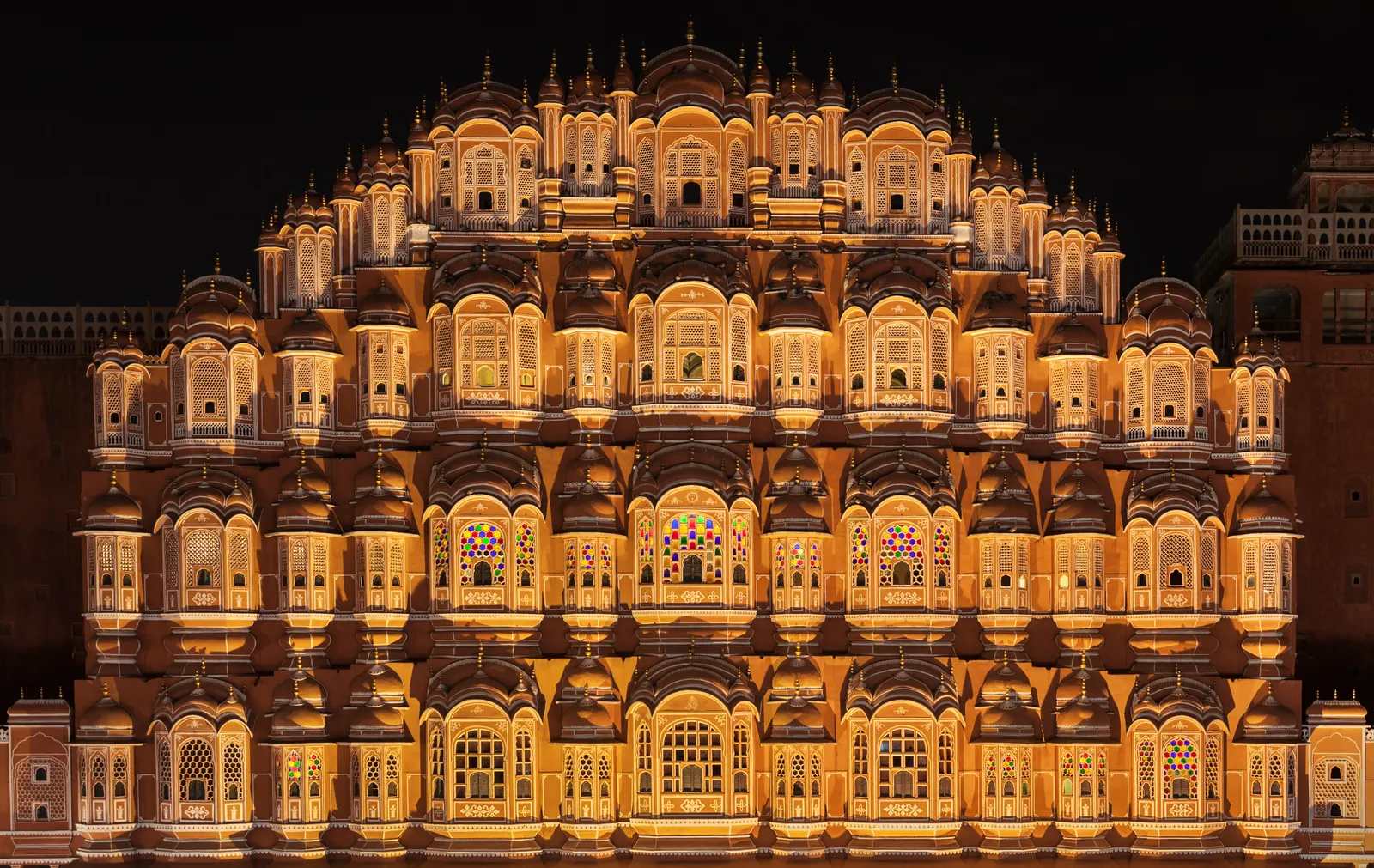 The latticed windows of the Hawa Mahal, built for seeing without being seen